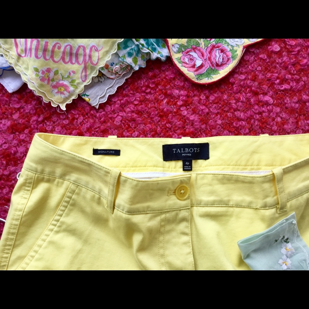 Talbots Canary YELLOW Capris NWOT     Sz 4 Petite - Picture 2 of 15